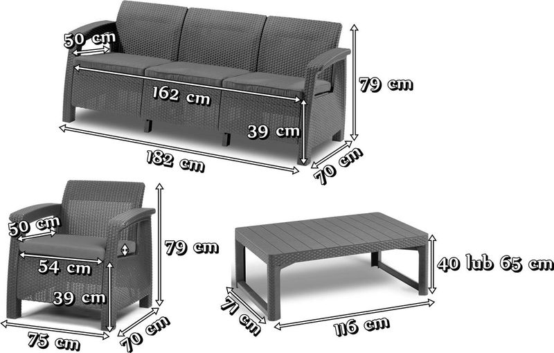 Corfu Set Lyon Max wymiary