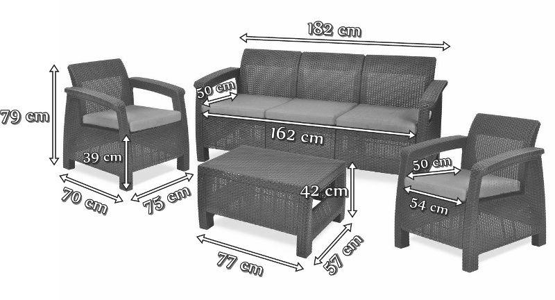 Corfu Set Max brązowy wymiary
