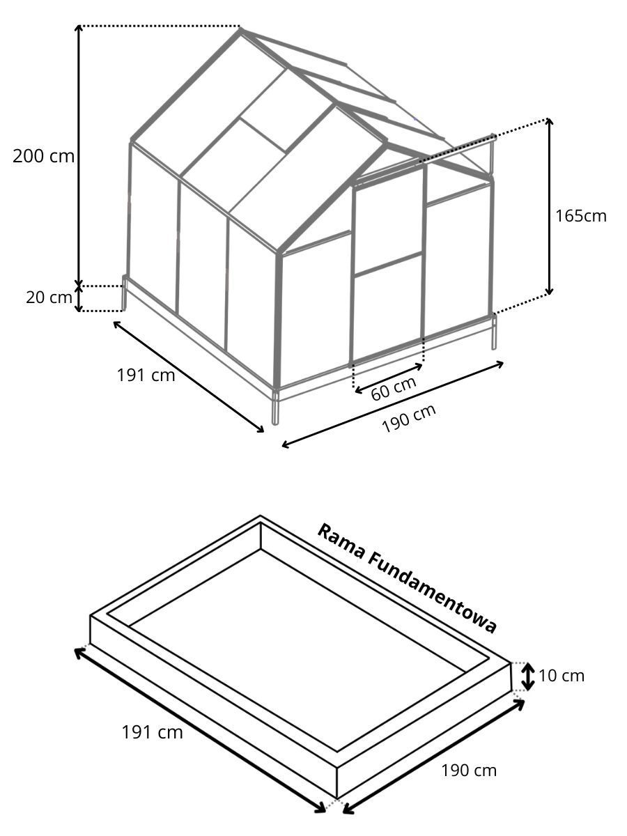 Szklarnia poliwęglanowa 2x2 wymiary